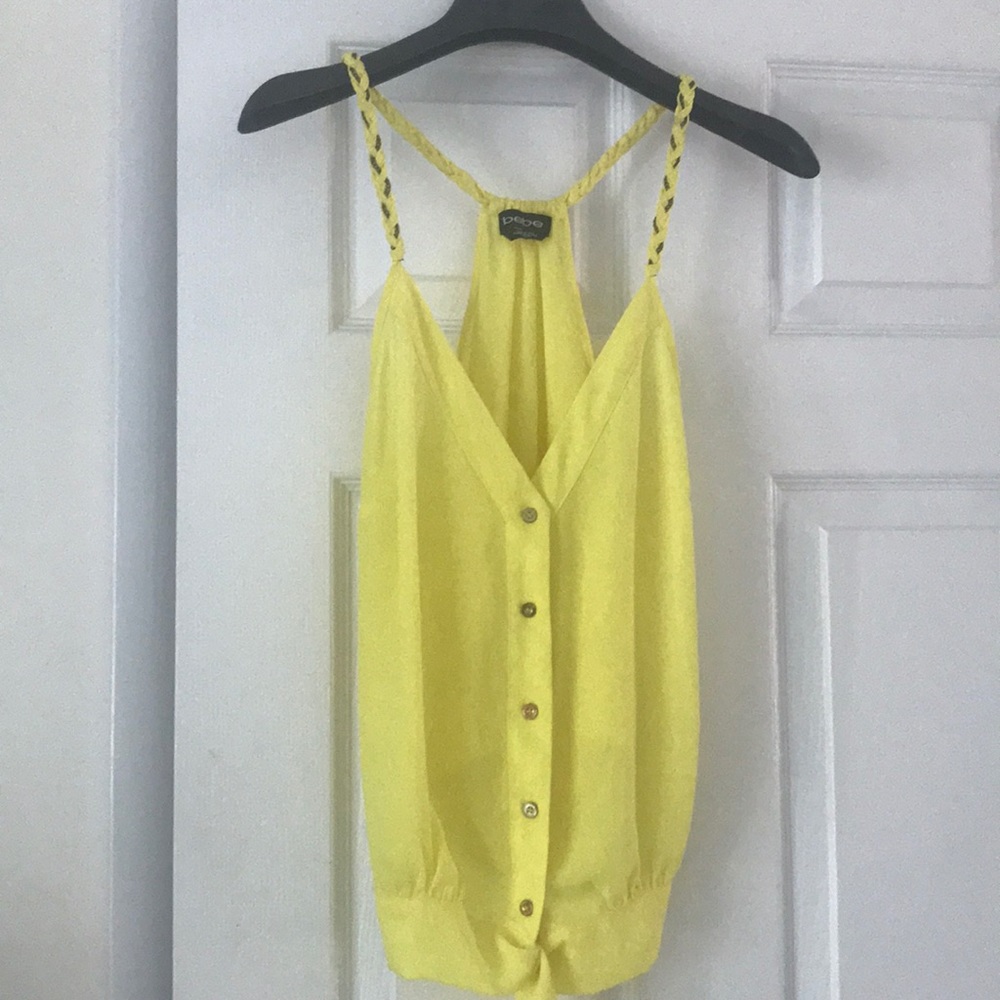 Stunning Summer Yellow Tie Button Up Tank